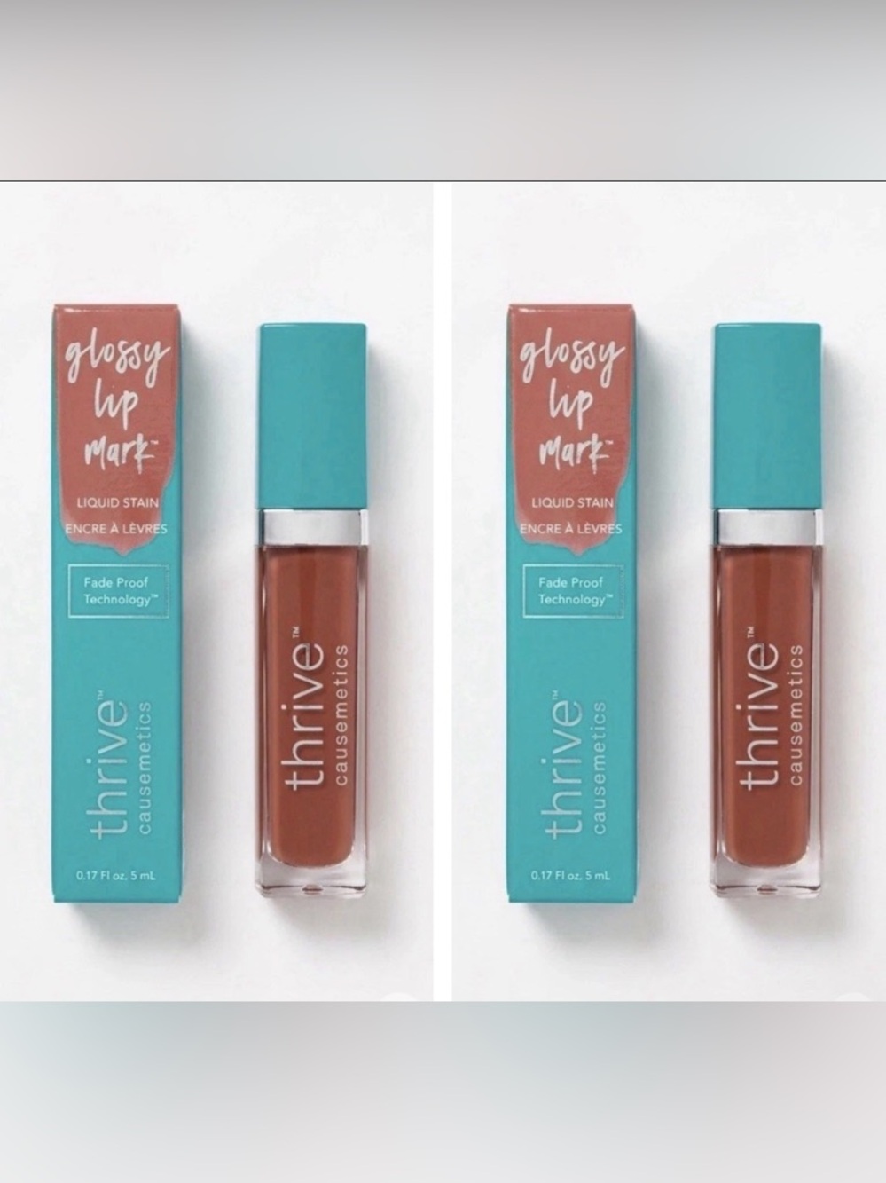 (Lot of 2)Thrive Causemetics PAMELA Glossy Lip Mark Liquid Stain Mauve .17 fl oz